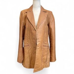 Wilson's Leather Vintage brown bohemian genuine leather jacket- Large